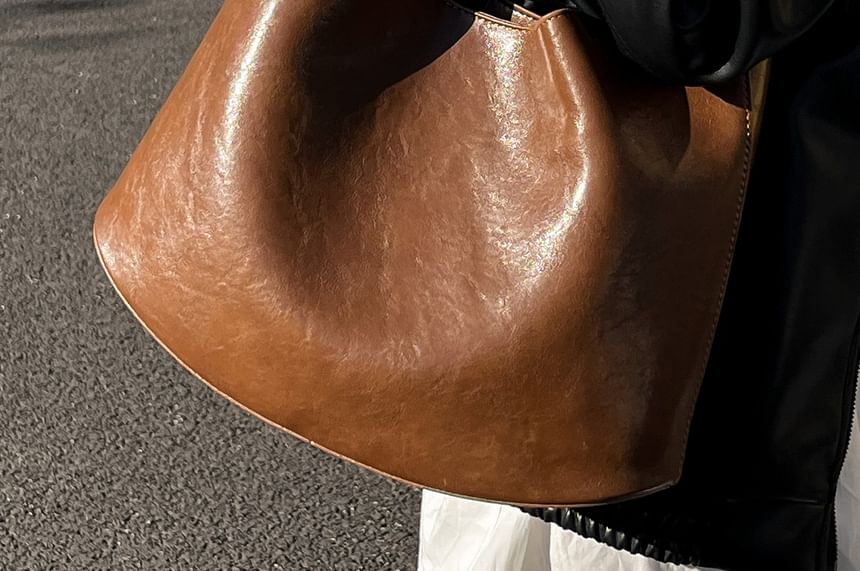 Faux Leather Hobo Bag With Pouch