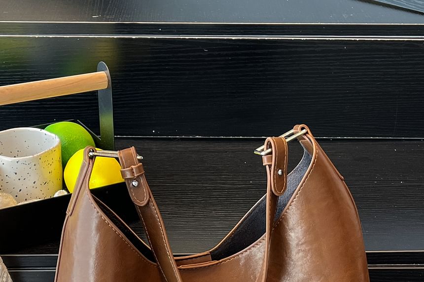 Faux Leather Hobo Bag With Pouch