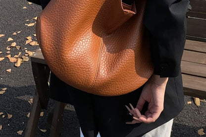 Faux Leather Grained Shoulder Bag