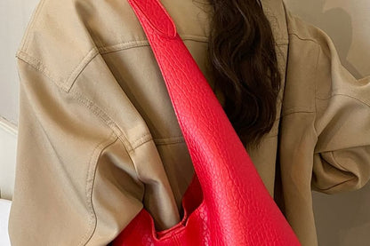 Faux Leather Grained Shoulder Bag