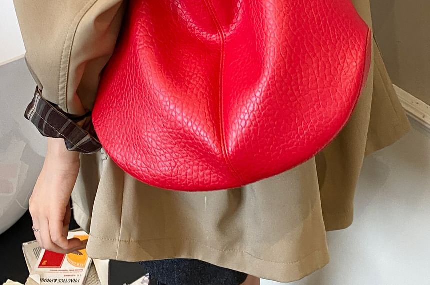 Faux Leather Grained Shoulder Bag