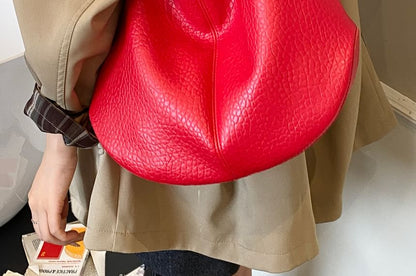 Faux Leather Grained Shoulder Bag