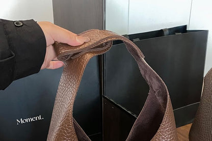 Faux Leather Grained Shoulder Bag