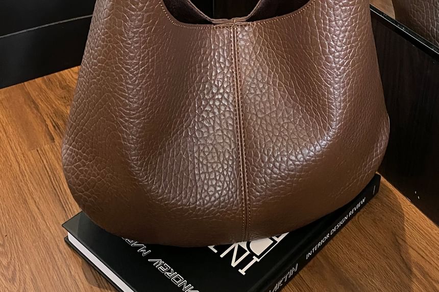 Faux Leather Grained Shoulder Bag