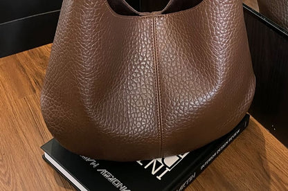 Faux Leather Grained Shoulder Bag