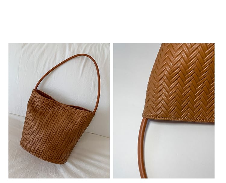 Woven Bucket Shoulder Bag