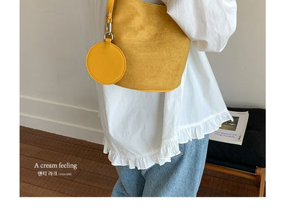 Faux Suede Bucket Shoulder Bag