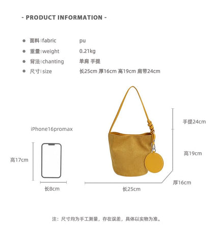Faux Suede Bucket Shoulder Bag