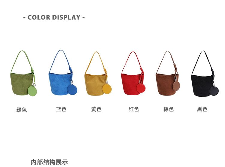 Faux Suede Bucket Shoulder Bag