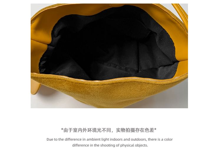 Faux Suede Bucket Shoulder Bag