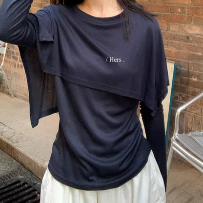 Mock Two-Piece Crewneck Tee with Long Sleeves