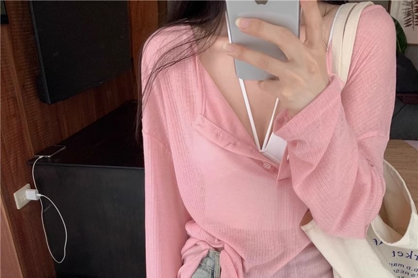 Classic Henley Tee with Long Sleeves