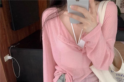 Classic Henley Tee with Long Sleeves