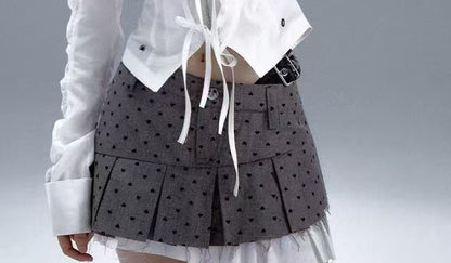 Grommet Tie-Front Collared Blouse with Sleeves