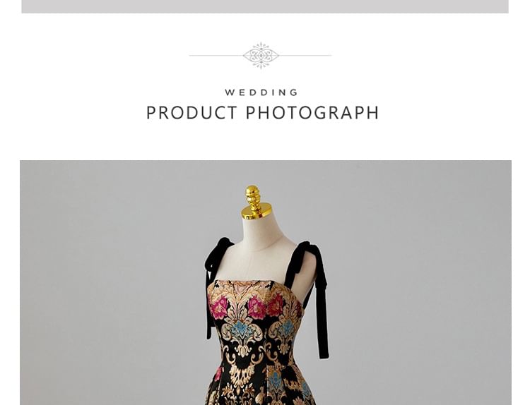 Sleeveless Floral Print A-Line Evening Gown