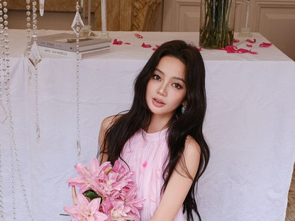 A-Line Evening Mesh Sleeveless Gown Floral Accent