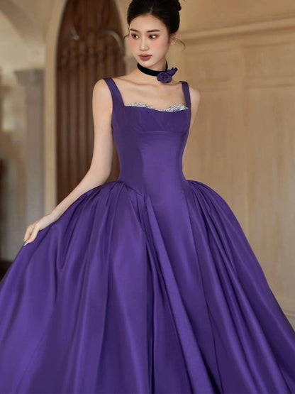 Sleeveless Square Neck A-Line Evening Gown