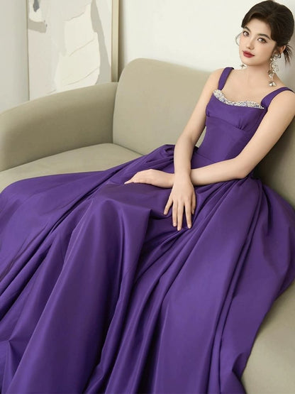 Sleeveless Square Neck A-Line Evening Gown