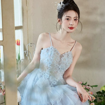 Spaghetti Strap Lace A-Line Evening Gown