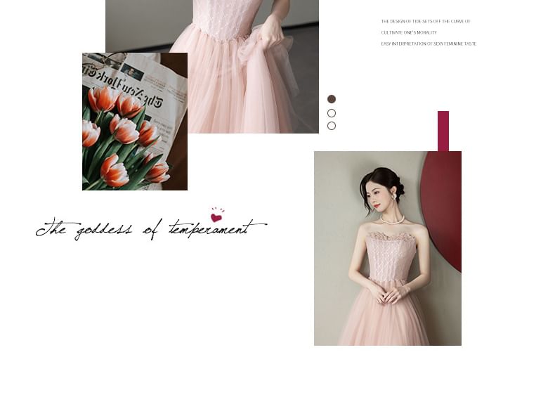 Strapless Lace A-Line Evening Gown