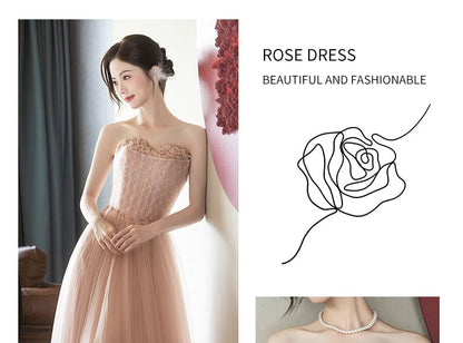 Strapless Lace A-Line Evening Gown