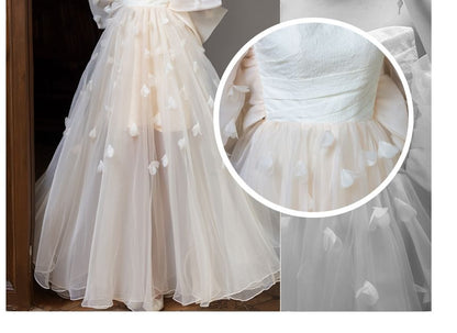 Strapless Sheer Overlay A-Line Evening Gown