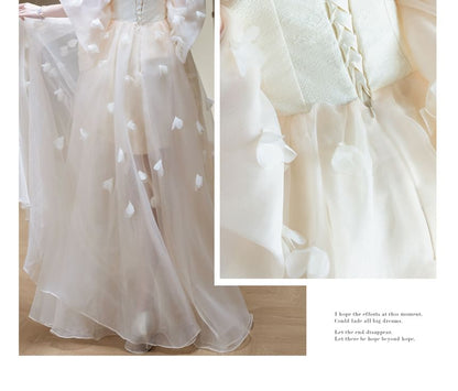 Overlay Strapless Evening Sheer Gown A-Line