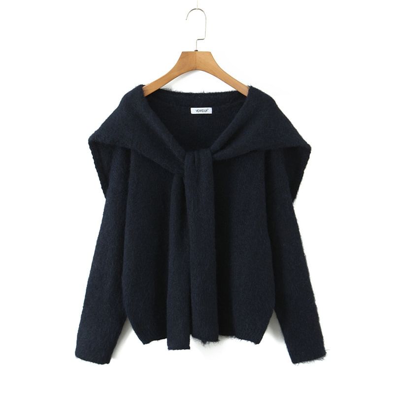 Set: V-Neck Knit Sweater & Matching Shawl