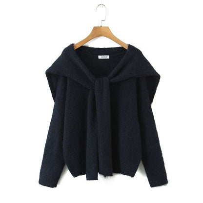 Set: V-Neck Knit Sweater & Matching Shawl