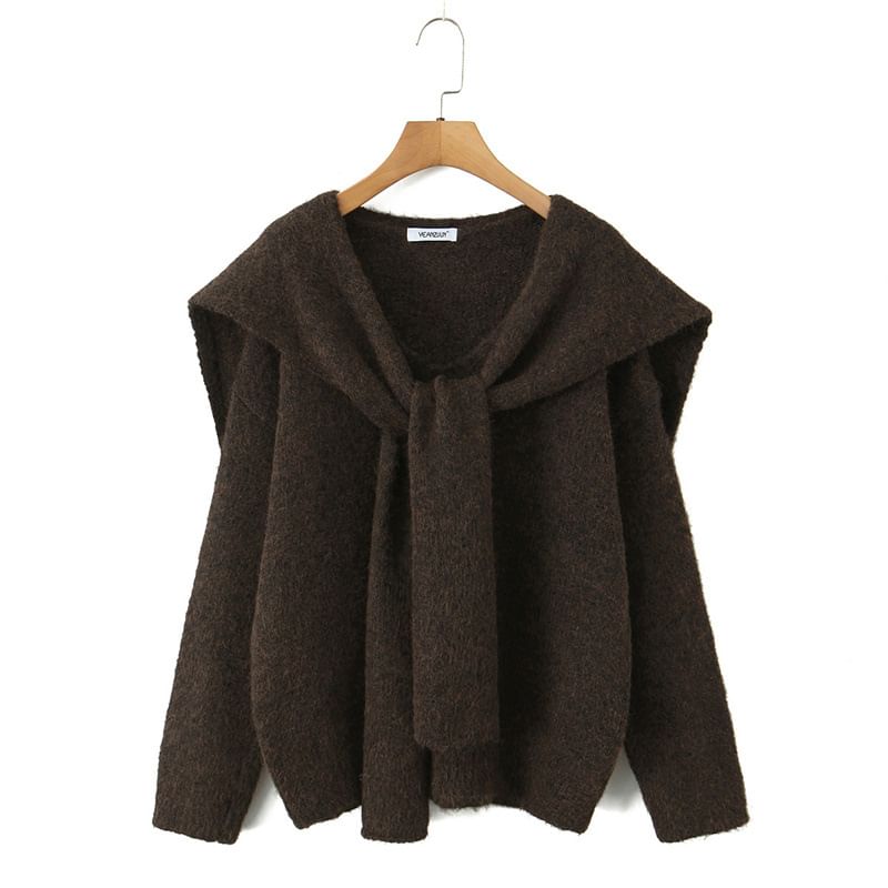 Set: V-Neck Knit Sweater & Matching Shawl