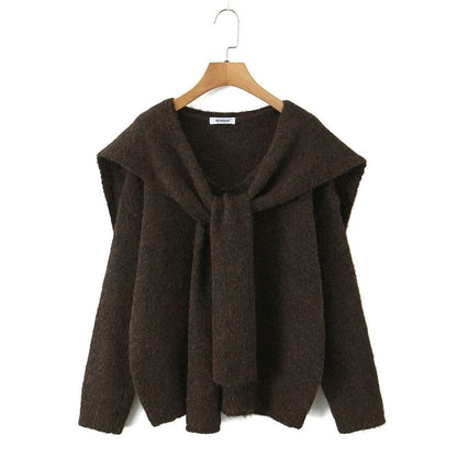 Set: V-Neck Knit Sweater & Matching Shawl