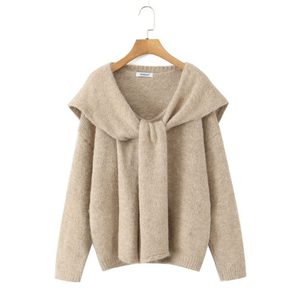 Set: V-Neck Knit Sweater & Matching Shawl