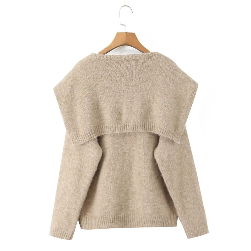 Set: V-Neck Knit Sweater & Matching Shawl