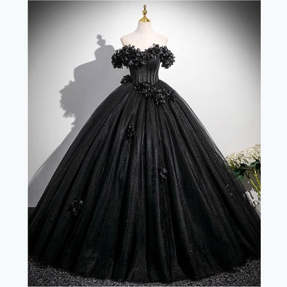 Off-Shoulder Flower Ball Gown
