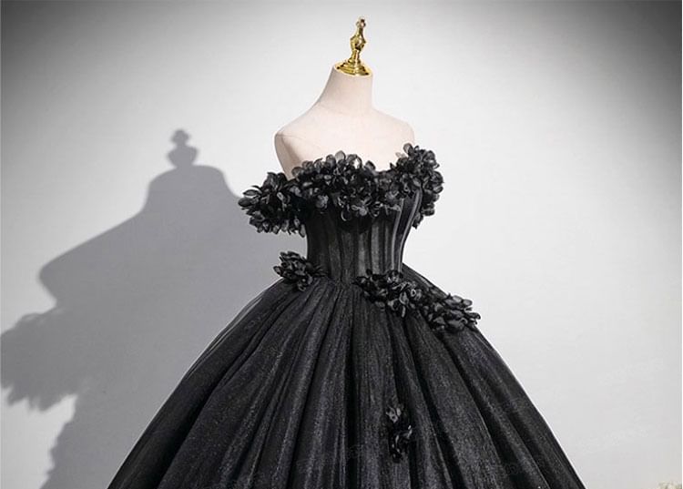 Off-Shoulder Flower Ball Gown