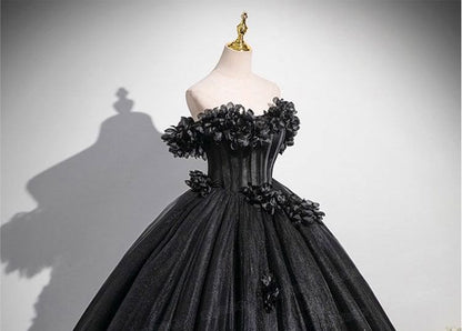 Off-Shoulder Flower Ball Gown
