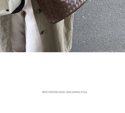 Faux Leather Woven Shoulder Bag