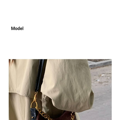 Faux Leather Chained Strap Hobo Bag