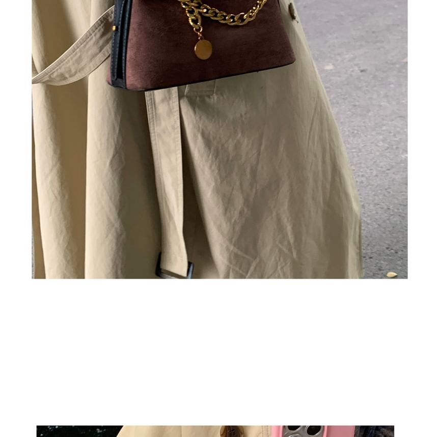 Faux Leather Chained Strap Hobo Bag