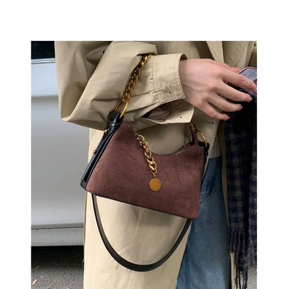 Faux Leather Chained Strap Hobo Bag