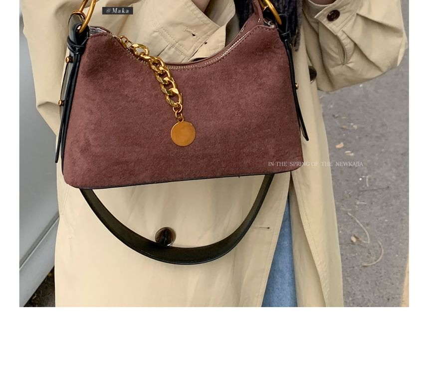 Faux Leather Chained Strap Hobo Bag