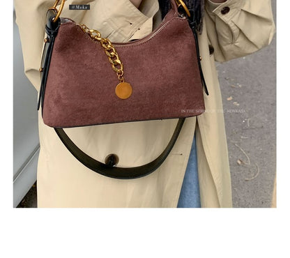 Faux Leather Chained Strap Hobo Bag