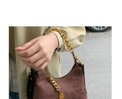 Faux Leather Chained Strap Hobo Bag