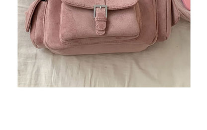 Faux Leather Buckled Strap Shoulder Bag