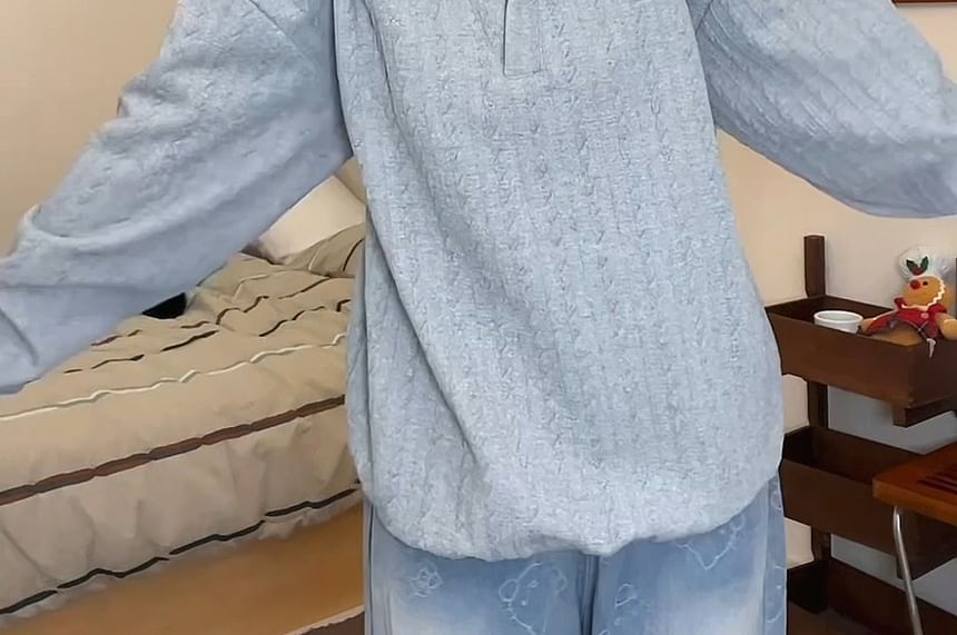 Two-Tone Collared Pullover with Mock Layered Look