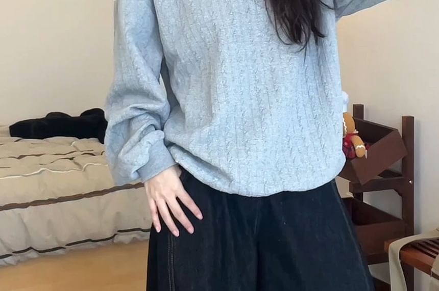 Two-Tone Collared Pullover with Mock Layered Look