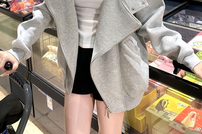 Zip-Up Hoodie with Asymmetric Design