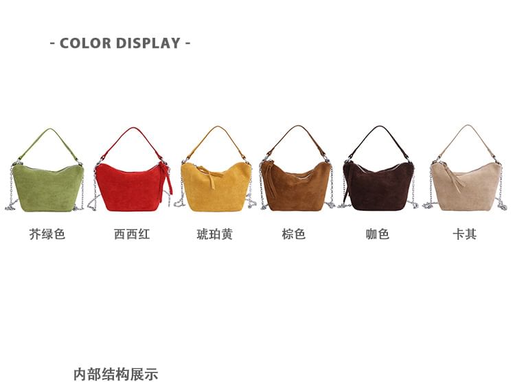 Faux Suede Crossbody Shoulder Bag