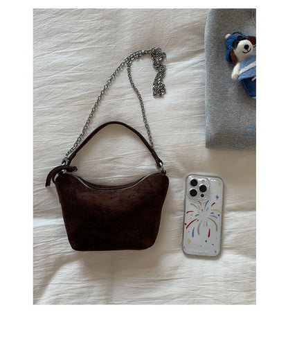 Faux Suede Crossbody Shoulder Bag