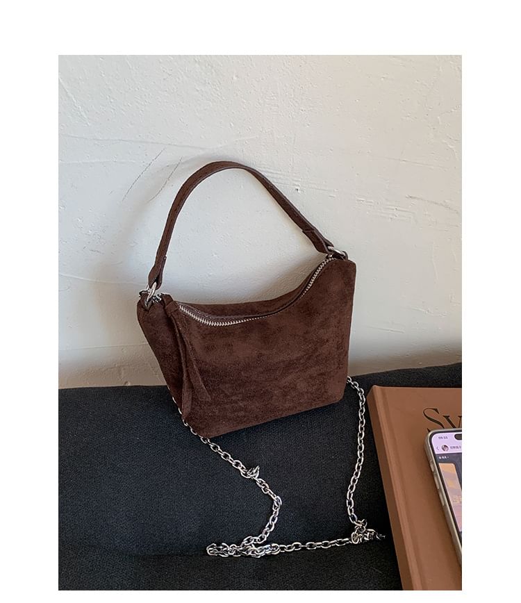 Faux Suede Crossbody Shoulder Bag